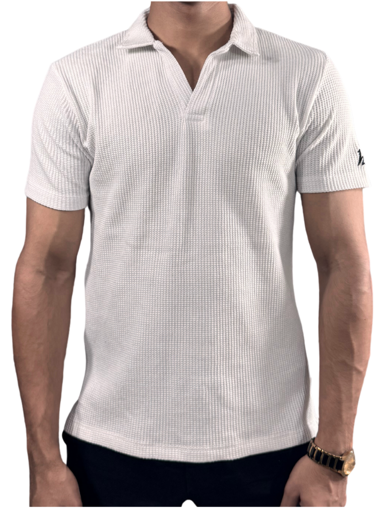 Waffle Weave Resort Polo - Alabaster White