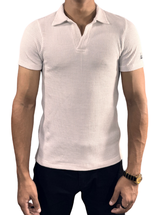 Waffle Weave Resort Polo - Dune Beige