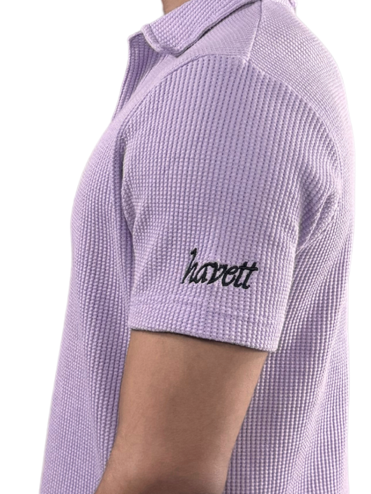 Waffle Weave Resort Polo - Lavender Mist