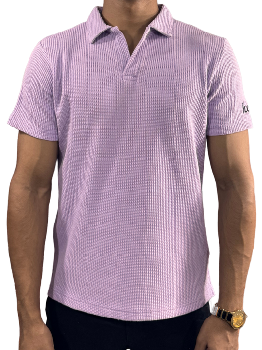 Waffle Weave Resort Polo - Lavender Mist