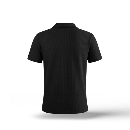 Waffle Weave Resort Polo - Onyx Black