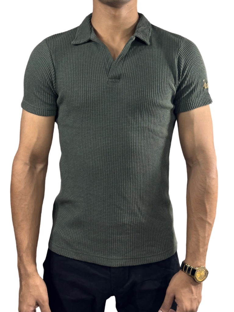 Waffle Weave Resort Polo - Forest Green
