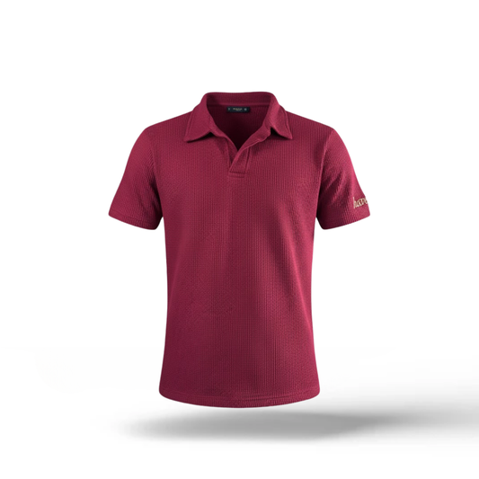 Waffle Weave Resort Polo - Berry Red