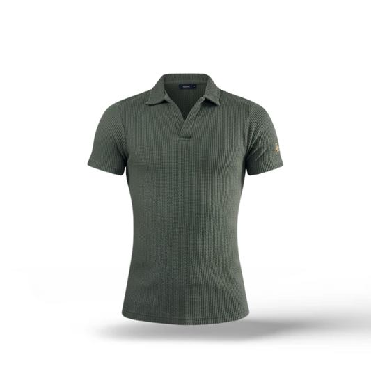 Waffle Weave Resort Polo - Forest Green
