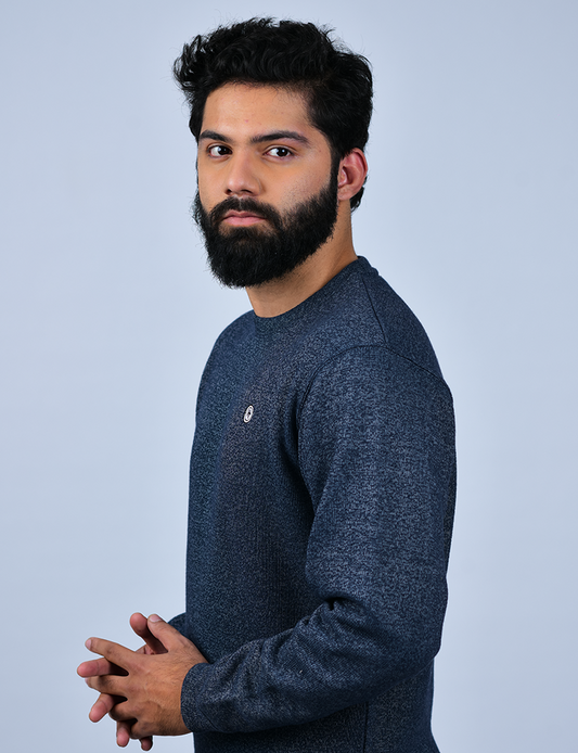 Charcoal Textured Crew Neck Men's Sweatshirt