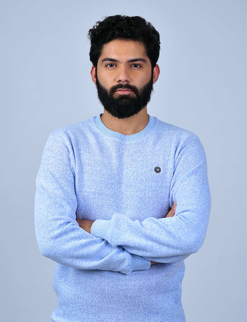 Ocean Blue Textured Crew Neck Men's Sweatshirt